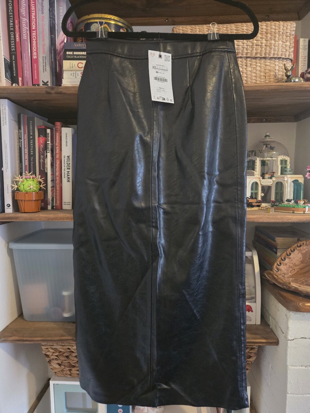 Zara Black Faux Leather Pencil Skirt